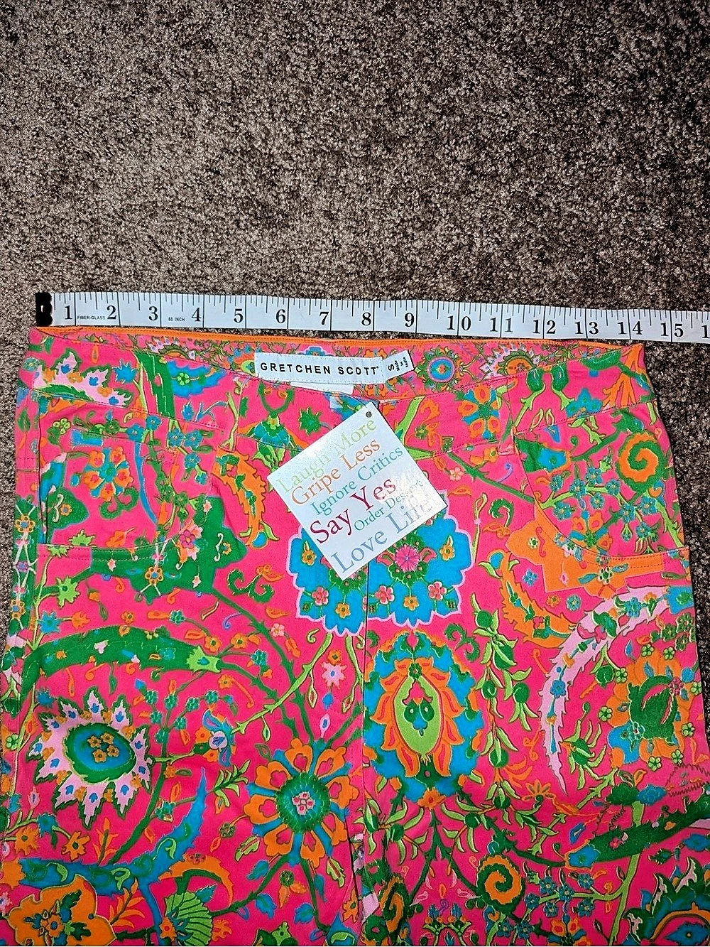 ☘️ Gretchen Scott Jeans Paisley Pink & Green Small NWT - Picture 4 of 7
